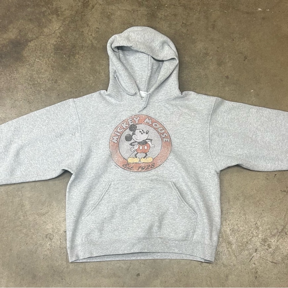 Vintage Mickey Mouse Disney Hoodie Ivory Gray Medium Size